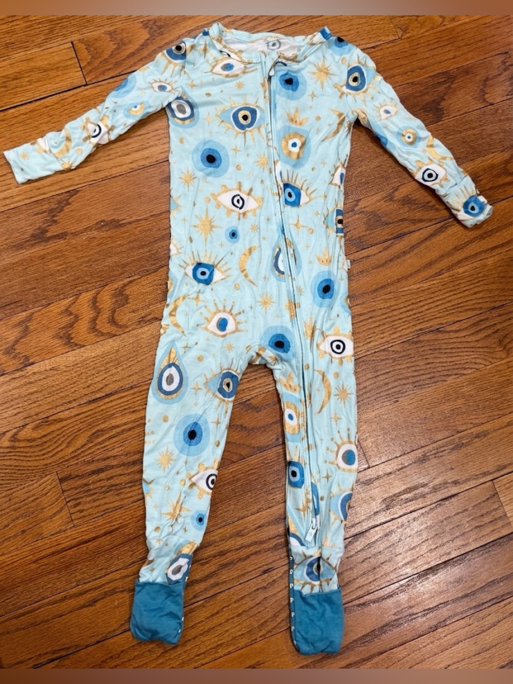 Posh Peanut Fiona Evil Eye Bamboo Zipper Footie Pajamas size 12-18 months NWOT